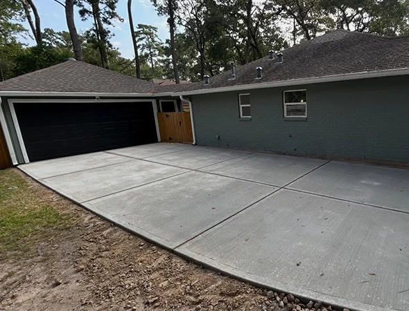 Concrete driveway installation at a residential home in Clear Lake, TX