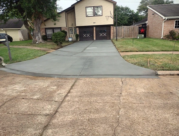 Residential concrete driveway replacement in Clear Lake