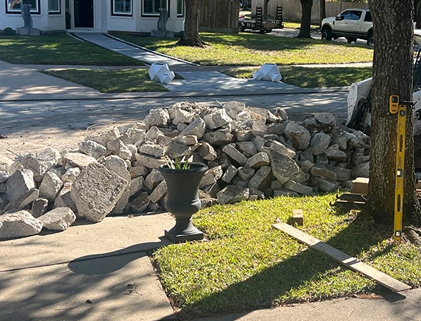 New concrete patio and outdoor living area in Clear Lake, TX