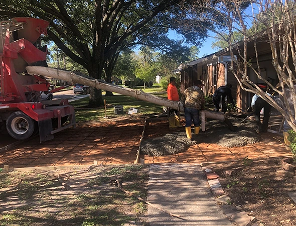 Pergola and pool-area concrete work in League City, TX