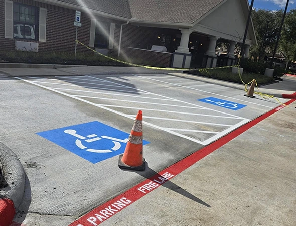 New concrete parking lot installation with compacted sub-base preparation