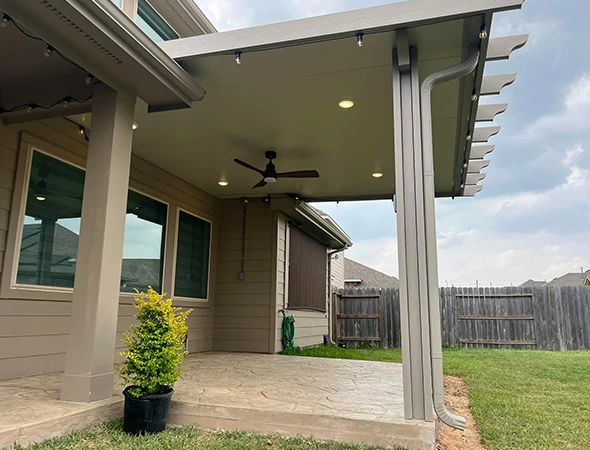 Custom cedar pergola installation in a Houston backyard