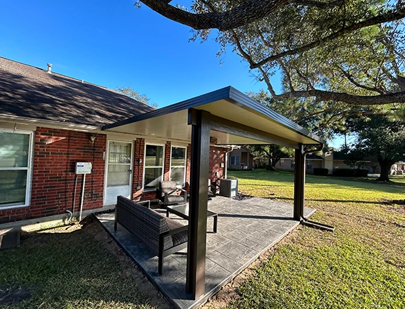 Attached pergola connected to a home's existing roofline