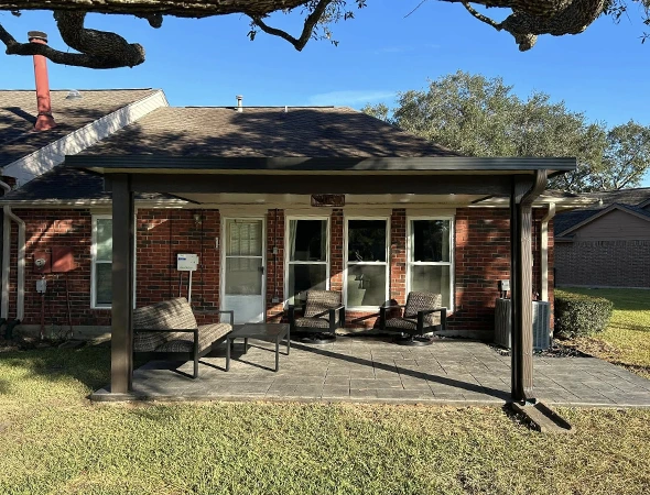 Custom-built backyard pergola designed for Houston humidity and weather